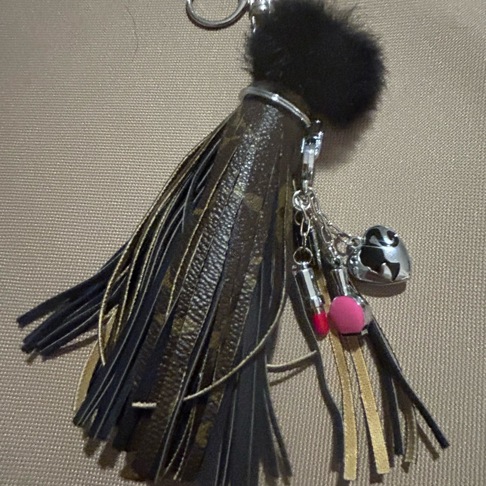 LV Black & Gold Tassel Keychain